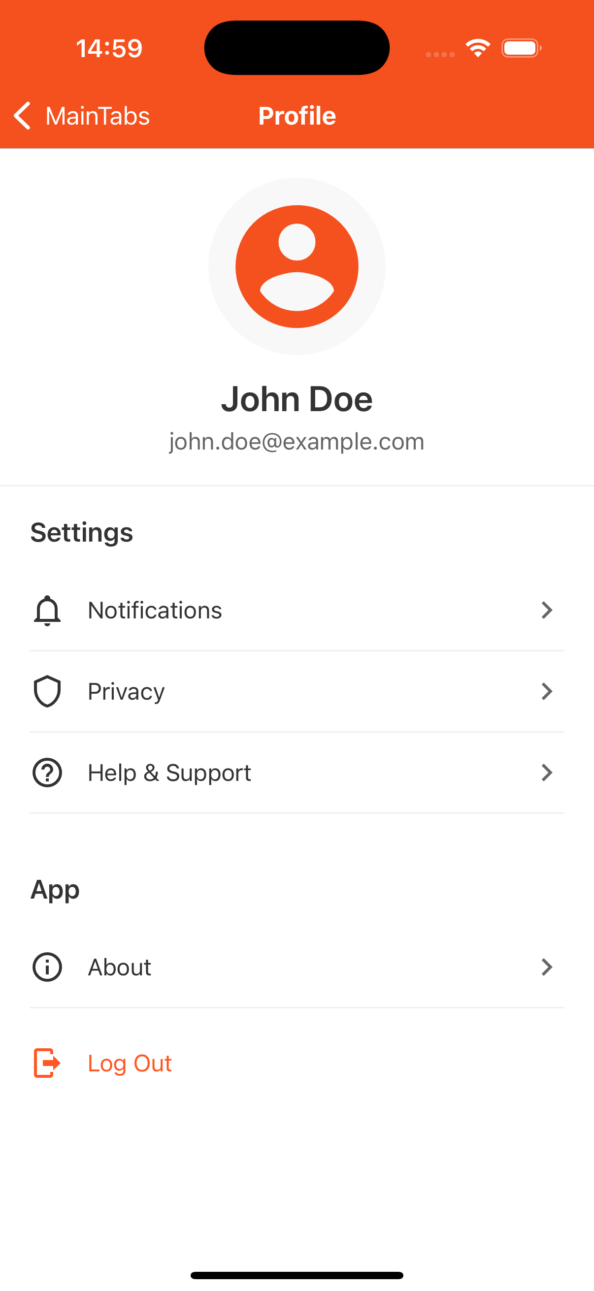 Personalisation and Profile App Screen